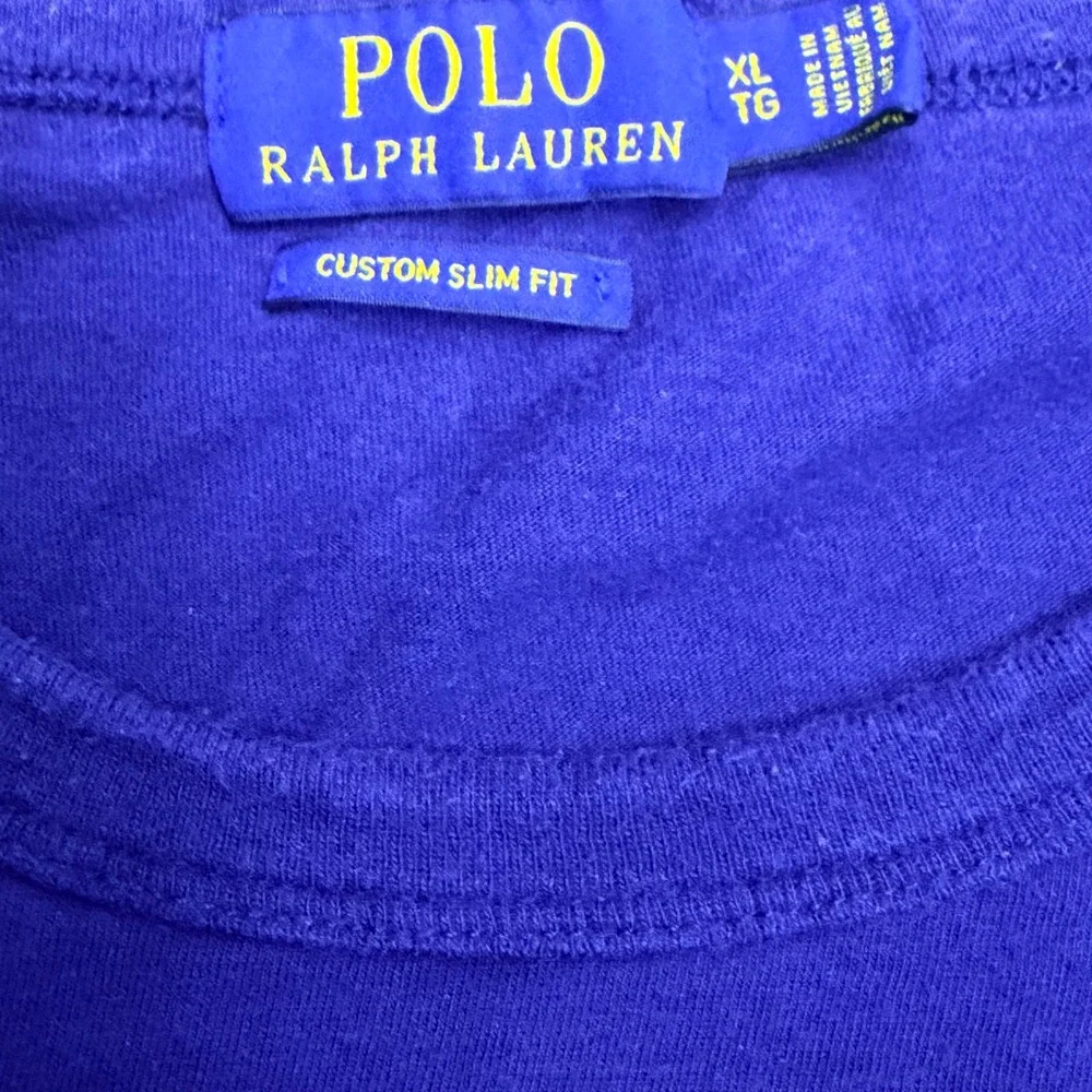 Polo Ralph Lauren Crewneck Shirt Men XL Blue Red Stripe Custom Slim Fit Nautical